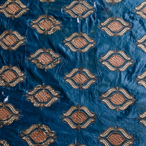 105 - AN OTTOMAN SILK SATIN COVER, OTTOMAN TURKEY, 19TH CENTURY 

Of rectangular form and comprised of thr... 