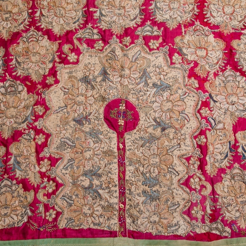 108 - AN OTTOMAN SILK AND METAL-THREAD EMBROIDERED LUXURIANT BARBER’S APRON (BERBER FUTASI), 18TH CENTURY
... 