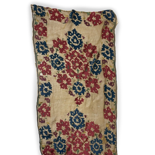 113 - A SILK EMBROIDERED OTTOMAN TEXTILE PANEL, CIRCA 1800, OTTOMAN TURKEY

