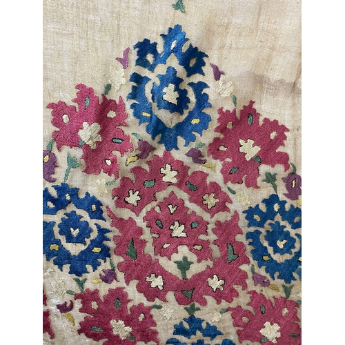 113 - A SILK EMBROIDERED OTTOMAN TEXTILE PANEL, CIRCA 1800, OTTOMAN TURKEY

