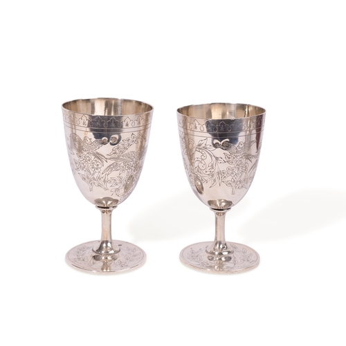 122 - TWO 900 STANDARD SILVER WINE GOBLETS, TUGHRA OF SULTAN ABDUL HAMID II (1876-1909), 19TH OR EARLY 20T... 