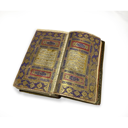 22 - AN ARABIC MANUSCRIPT, HOLY QURAN, WITH FATH’ALLAH SHIRAZI BINDING, A QAJAR QUR’AN, PERSIA IRAN, 19TH... 