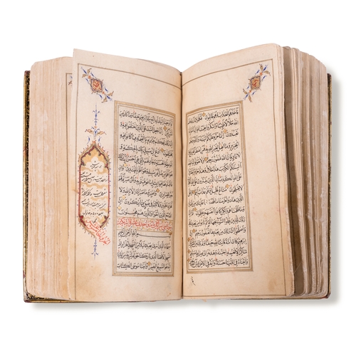 22 - AN ARABIC MANUSCRIPT, HOLY QURAN, WITH FATH’ALLAH SHIRAZI BINDING, A QAJAR QUR’AN, PERSIA IRAN, 19TH... 