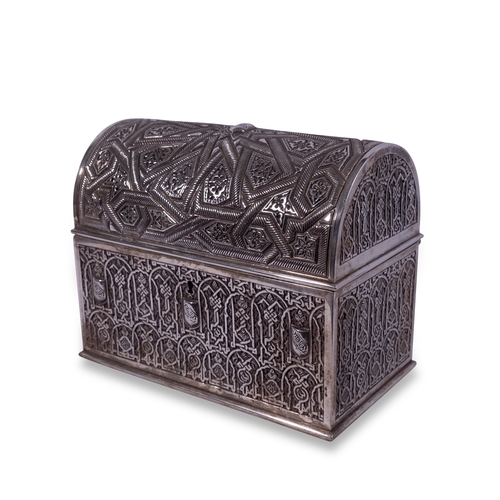 68 - SILVER DOMED CASKET, ALHAMBRA GRANADA, SPAIN, 19TH CENTURY

Of rectangular form, the exquisite domed... 