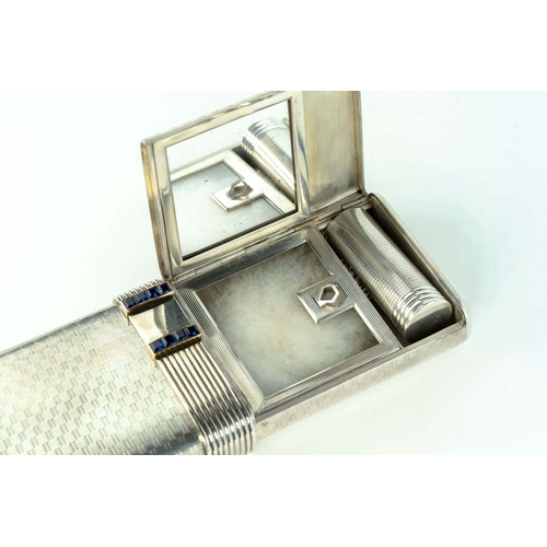 101 - Solid Silver And Sapphire Art Deco Minaudière, Spanish Hallmarks  

Of solid silver. rectangular sha... 