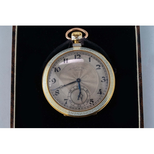 106 - Open Face Pocket Watch, Rolex / Wilsdorf and Davis, Alex Clark Company, London On Dial, Meander Enam... 