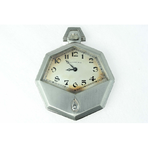 108 - Tiffany & Co. Platinum Open Face Pocket Watch

Octagonal form, platinum and diamonds, Peseux Cal.320... 