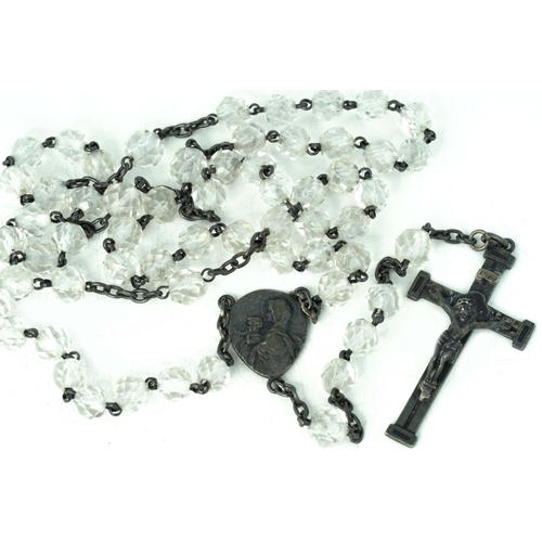 123 - Silver Rock Crystal Christian Pendant Necklace With Cross 

42cm long 
28 grams