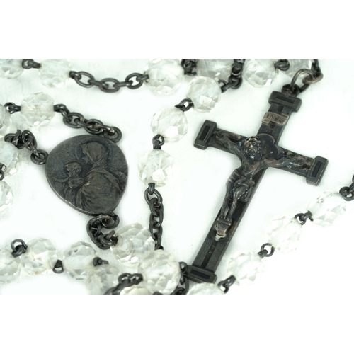 123 - Silver Rock Crystal Christian Pendant Necklace With Cross 

42cm long 
28 grams