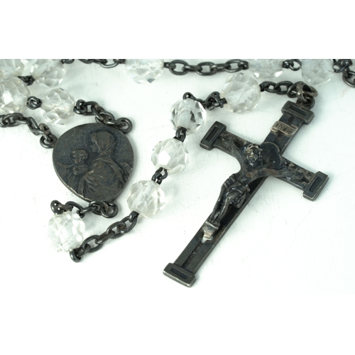 123 - Silver Rock Crystal Christian Pendant Necklace With Cross 

42cm long 
28 grams