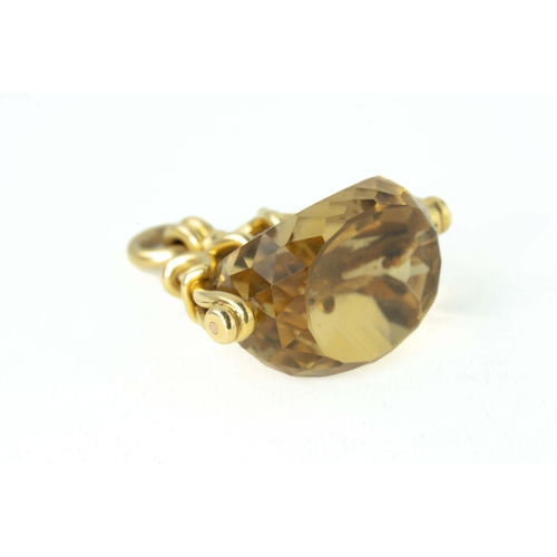 125 - Citrine Stone Swivel Fob Gold Pendant 

Stone is permanently fixed with prong, approx 60ct ttw citri... 