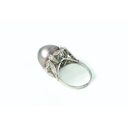 77 - Black Natural Pearl, Platinum and Diamond Millgrain Ring

Pearl Diameter 12.6mm, Size 5 3/4 US, Size... 