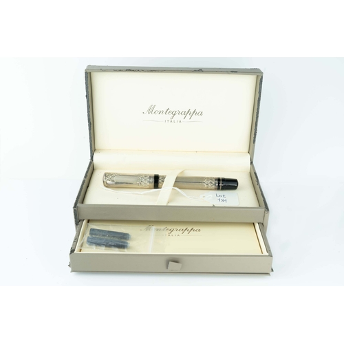 131 - Montegrappa 1055 VI 925 Silver Fountain Pen, Italy 

Montegrappa fountain pen, engraved with arched ... 