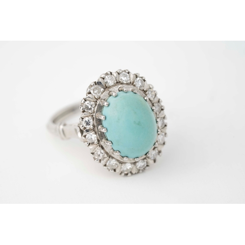 22 - Turquoise and Diamond Ring   

A Turquoise and Diamond ring, with a vibrant oval-shaped turquoise ca... 