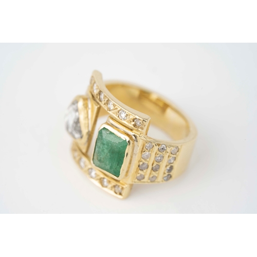 24 - Diamond and Emerald Gold Ring  

Art Deco Diamond and Emerald gold ring, a 5mm wide shank, a 0.50ct ... 