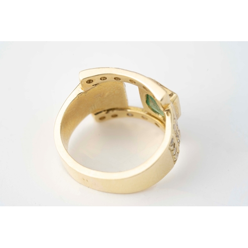 24 - Diamond and Emerald Gold Ring  

Art Deco Diamond and Emerald gold ring, a 5mm wide shank, a 0.50ct ... 