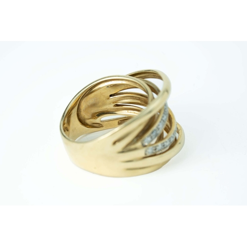 62 - Gold And Diamond Interlacing Band

A gold and diamond ring in interlacing bands, 0.50ct ttw diamonds... 