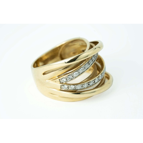 62 - Gold And Diamond Interlacing Band

A gold and diamond ring in interlacing bands, 0.50ct ttw diamonds... 