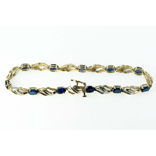 66 - Oval Sapphire And Diamond Gold Tennis Bracelet

The bracelet composed of eleven sapphires, all stone... 