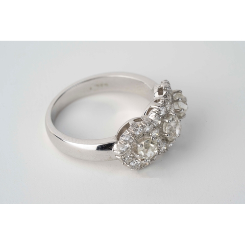 7 - Old Cut Diamond Ring, 19th Century or Earlier   

A white gold ring with three centre diamonds surro... 