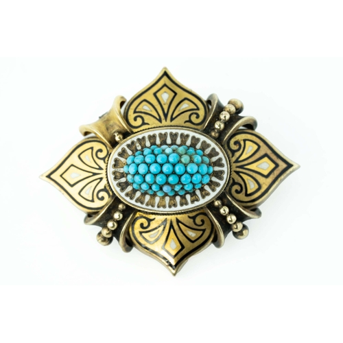 166 - Turquoise and Black and White Enamel Brooch, Early 19th century

A turquoise and enamel brooch with ... 