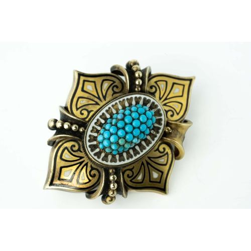 166 - Turquoise and Black and White Enamel Brooch, Early 19th century

A turquoise and enamel brooch with ... 