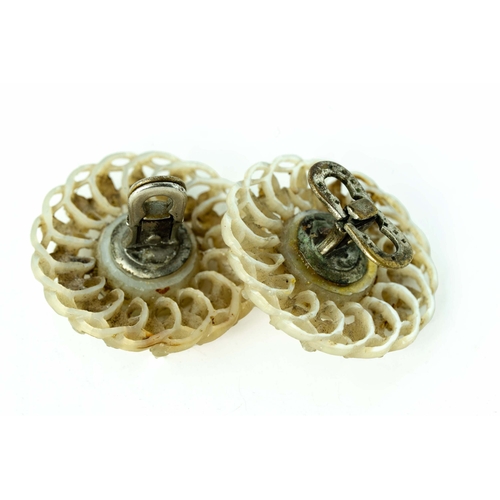 95 - A Pair Of Ottoman Jerusalem Carved Mother Of Pearl Buttons / Cufflinks, late 19th Century-Early 20th... 