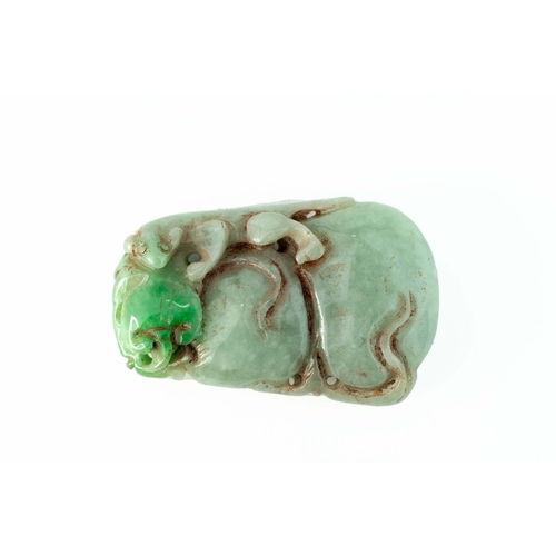 96 - Chinese Green Jade Pendant 

Depicting a stylised beast climbing a tree of wisdom, 51mm long, 39gram... 