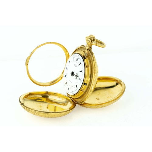 99 - Solid Gold Fuse Full Hunter Pocket Watch by Edward Prior, London late 18th Century, for Ottoman Mark... 