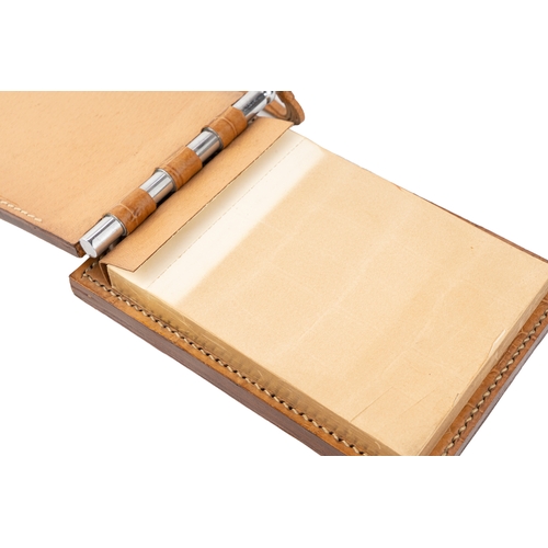 147 - Asprey  Camel Colour Crocodile Leather 3 Piece Desk Set  

A desk set comprising a letter holder wit... 