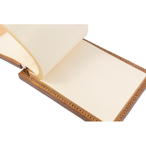 147 - Asprey  Camel Colour Crocodile Leather 3 Piece Desk Set  

A desk set comprising a letter holder wit... 