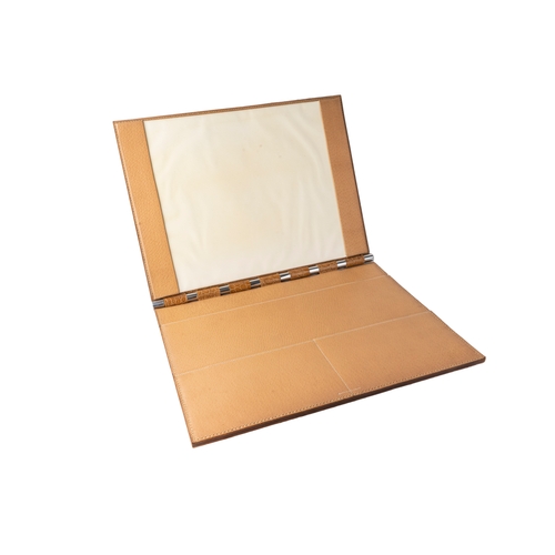 147 - Asprey  Camel Colour Crocodile Leather 3 Piece Desk Set  

A desk set comprising a letter holder wit... 