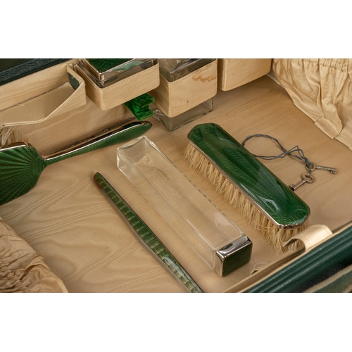 167 - Green Grooming Toiletry Gentleman’s Set  

A fine green leather travel luggage with lock and catches... 