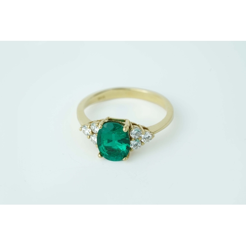 23 - Emerald And Diamond Gold Ring   

Oval-shaped, 1.5ct emerald, 0.3ct ttw diamonds, Size 5 US, Size J ... 