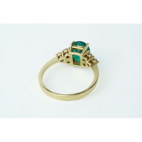 23 - Emerald And Diamond Gold Ring   

Oval-shaped, 1.5ct emerald, 0.3ct ttw diamonds, Size 5 US, Size J ... 