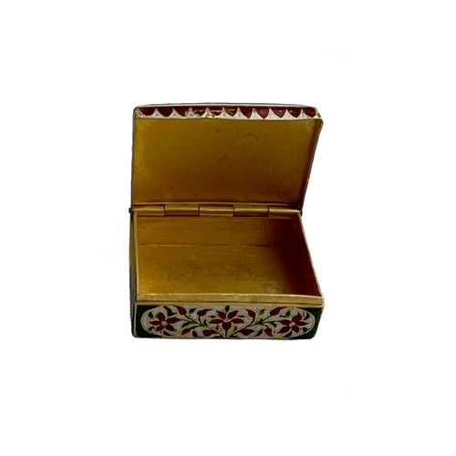 170 - Mughal Gold Enamel Diamond And Ruby Set Box 

A diamond and ruby set enamelled hexagonal box, of rec... 