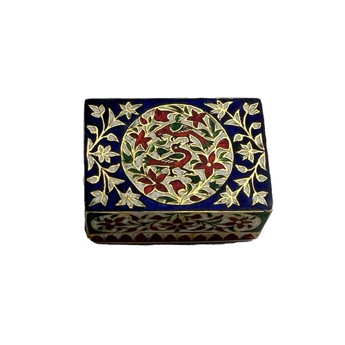 170 - Mughal Gold Enamel Diamond And Ruby Set Box 

A diamond and ruby set enamelled hexagonal box, of rec... 