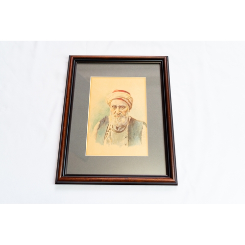 54 - A WATERCOLOUR PICTURE IN FRAME 
An Anatolian Sufi sheikh or follower depicted with typical hat

A wa... 