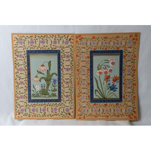 118 - A PAIR OF MUGHAL STYLE FLOWER PICTURES, EARLY 20TH CENTURY, INDIA 
 
Of vertical composition gouache... 