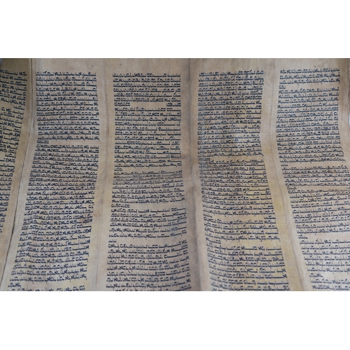 83 - TORAH SCROLL ON LEATHER SHEETS
Formed of 4 pieces sown together, 51 lines in black ink,  written wit... 