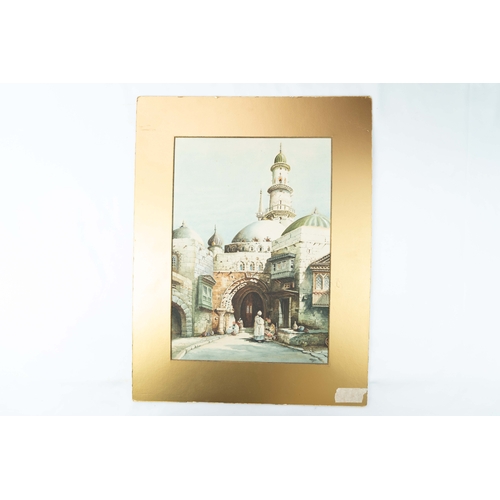 92 - WATER-COLOURED PAINTING DEPICTING A MOSQUE AREA, EARLY 19TH CENTURY, SIGNED BY J.A. ROGERS, ON HAND ... 