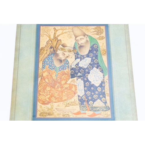 197 - A GRISAILLE PAINTING OF TWO DERVISHES IN ISFAHAN SCHOOL STYLE 
Depicting two dervishes immersed in t... 