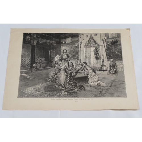 216 - TWO DRAWINGS 
“Charity Among Dervishes in Scutari”, 1893
A Gravure After a Painting of Rudolf Ernst ... 