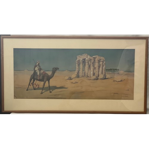 23 - A MAN ON CAMEL BACK, GIOVANNI BARBARO, 19TH CENTURY PAINTING
A water coloured picture with later fra... 