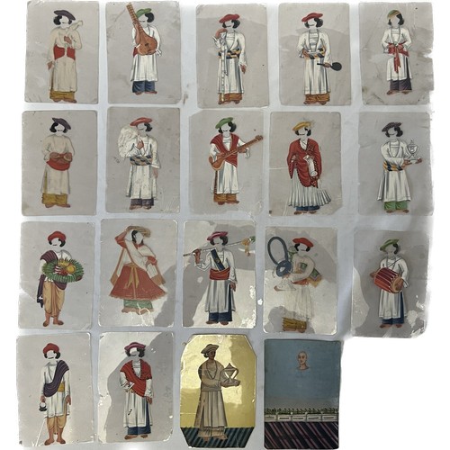 144 - 19 INDIAN MICA PAINTING OF  SERVANT DRESS TYPES INCLUDES TWO MODEL FACES
A collection comprising 19 ... 