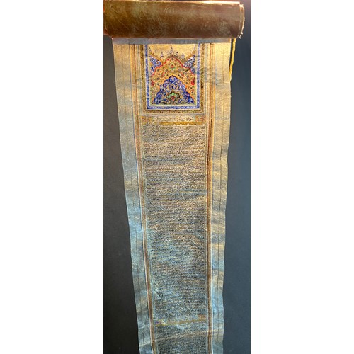 81 - QAJAR SCROLL,
19TH CENTURY,
SELECTION OF SURAHS
YA-SIN (XXXVI), SURAH AL-FATH (XLVIII), SURAH AL-WAQ... 