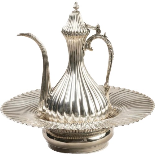 103 - AN EWER WITH A BASIN, 19th CENTURY, OTTOMAN EGYPT, with OTTOMAN TUGHRA, KING FAROUK COLLECTIONExquis... 