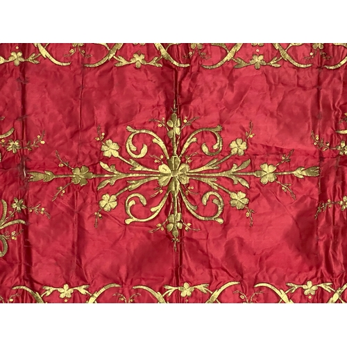 90 - A GOLD METAL-THREAD EMBROIDERED RAW SILK TEXTILE, COVER, OTTOMAN TURKEY,  19TH CENTURY 

Of rectangu... 