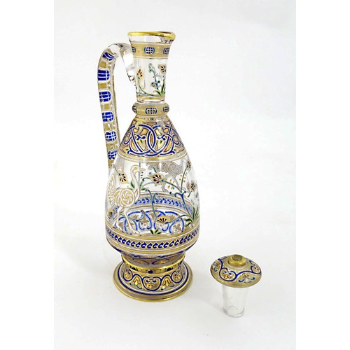 113 - A MAMLUK STYLE LOBMEYR GILDED AND ENAMELLED GLASS EWER, 19TH CENTURY, VIENNA, AUSTRIA  
from the 'Al... 