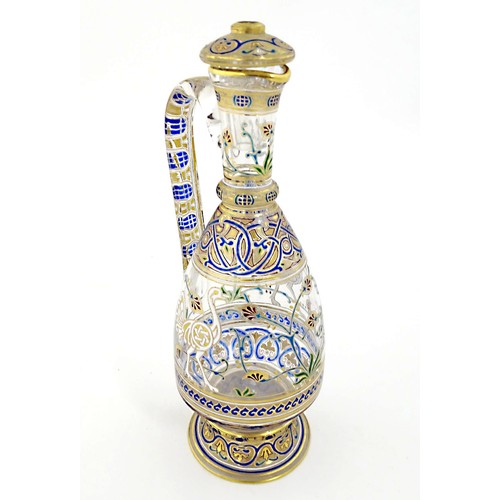 113 - A MAMLUK STYLE LOBMEYR GILDED AND ENAMELLED GLASS EWER, 19TH CENTURY, VIENNA, AUSTRIA  
from the 'Al... 